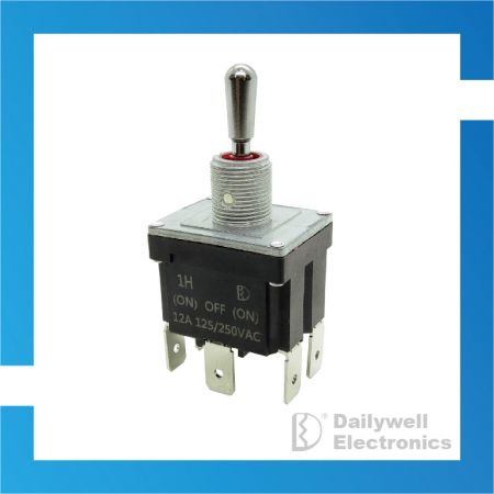 High Current Sealed Toggle Switch - (ON)-OFF-(ON) Quick connect High Current Sealed Toggle Switches